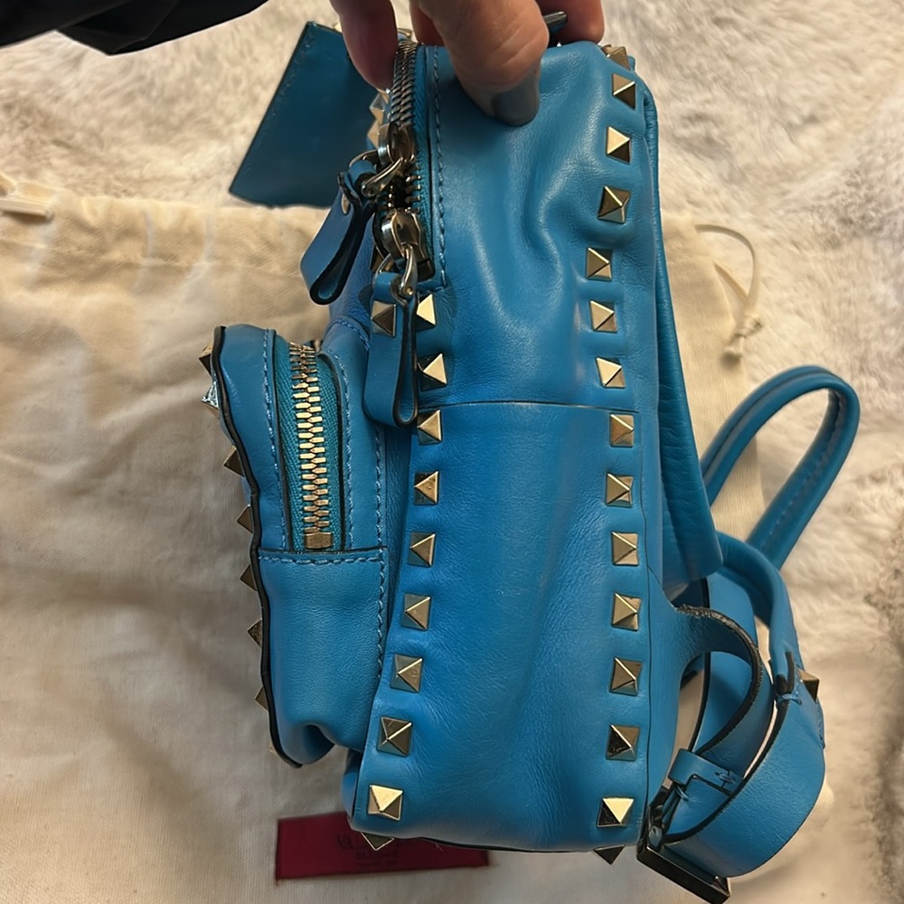 Valentino Garavani Aqua blue leather studded mini backpack - Picture 5 of 17